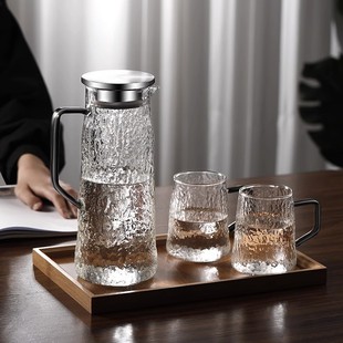 Hammer Style Cool White Open Kettle with Handle Simple Household Large Capacity Beverage Kettle High Borosilicate Glass Thickened Cold Kettle
