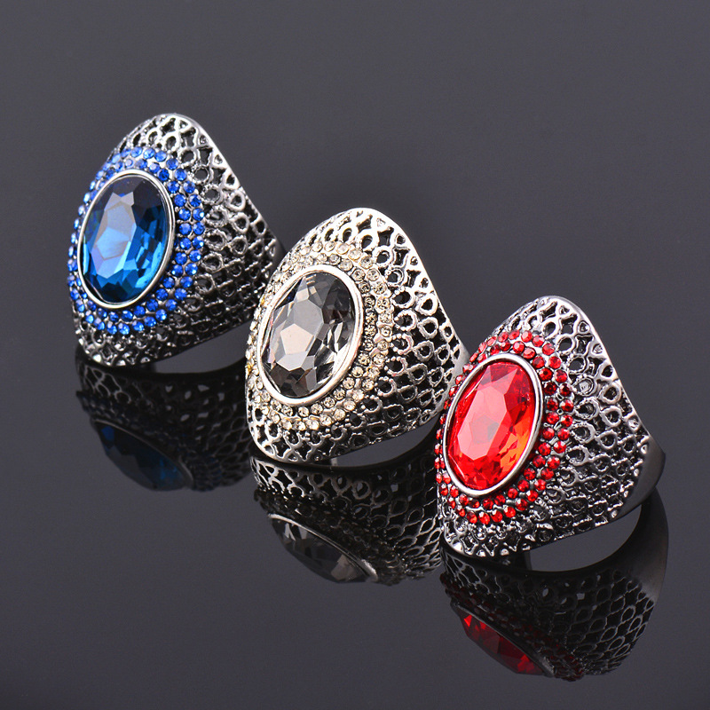 1 Piece Retro Grid Alloy Plating Inlay Zircon Womenu0027S Rings