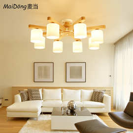 客厅吊灯北欧原木LED日式实木质餐厅灯简约现代卧室书房吸顶灯具