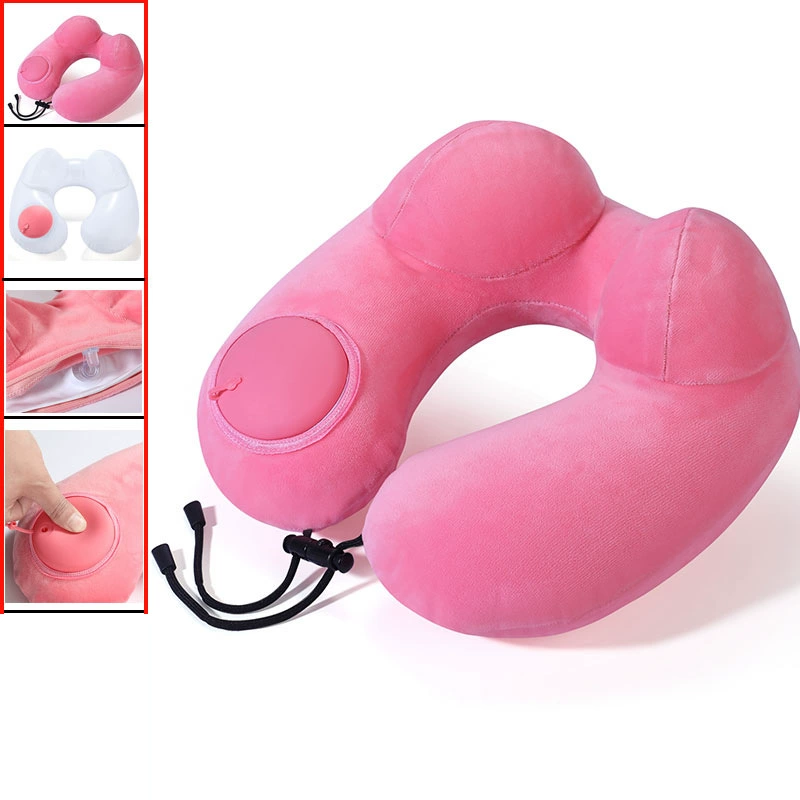 Inflatable handheld neck pillow, airplane for traveling, with neck protection