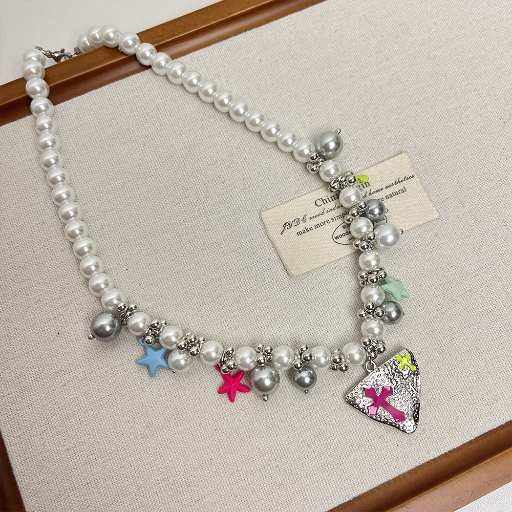 Geometric Star Elegant Lady Modern Style Acrylic Imitation Pearl Alloy Multi Charms Necklace Wholesale display picture 5