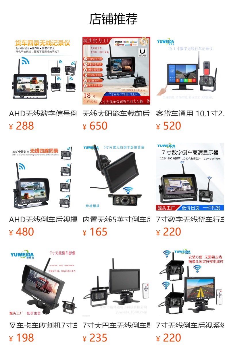 Car Camera Solar Powered Front and Rear View Lens RV Truck Mobile Phone WiFi APP Camera