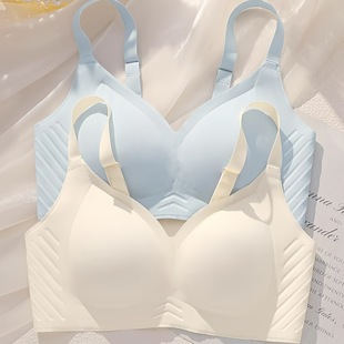 Traceless Underwear Women's Thin Summer Big Chest Small Chest Gather-up No Steel Rings Large Size Breast-closing Anti-sagging Bra