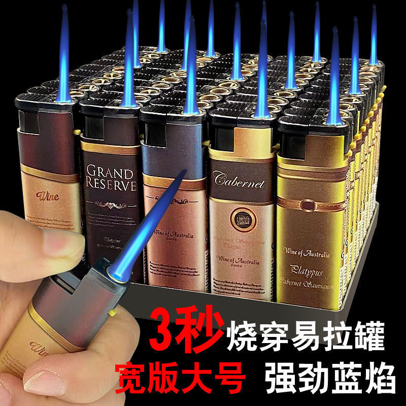 Bag Painting Blue Flame Direct Flush Lighter Manufacturer New Windproof Lighter Electronic Inflatable Personalized Lighter Distribution