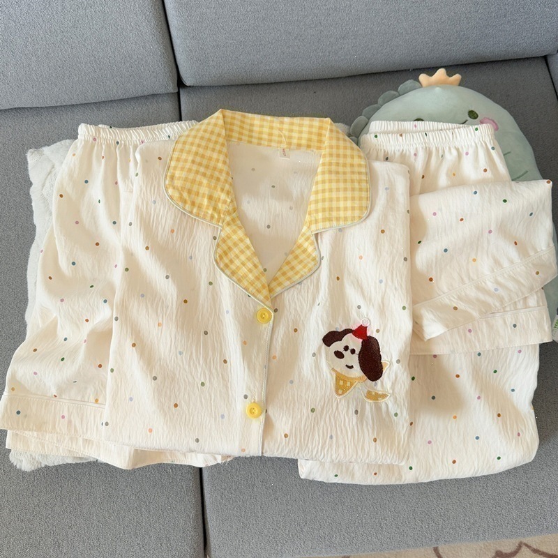 Yunduo cotton-j2876 # Polka dot puppy three-piece set / M code [recommended 37.5-50kg ]