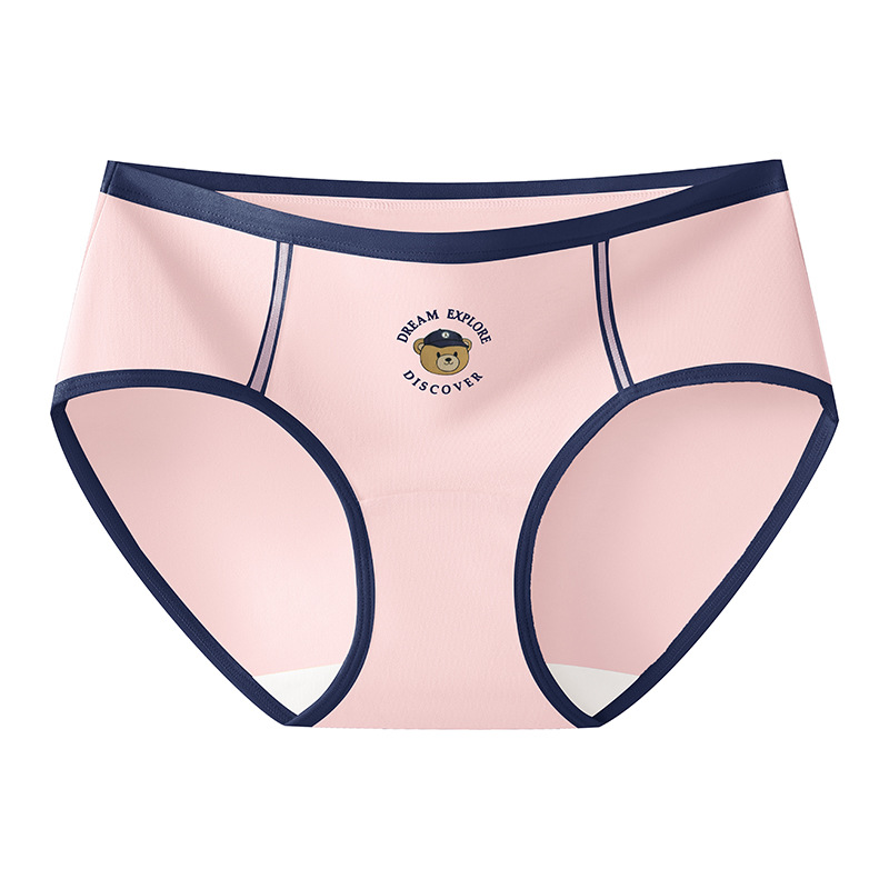 Bragas de oso, entrepierna antibacteriana de algodón para mujer, ropa interior de cadera sin clip, calzoncillos de mujer de estilo universitario retro americano