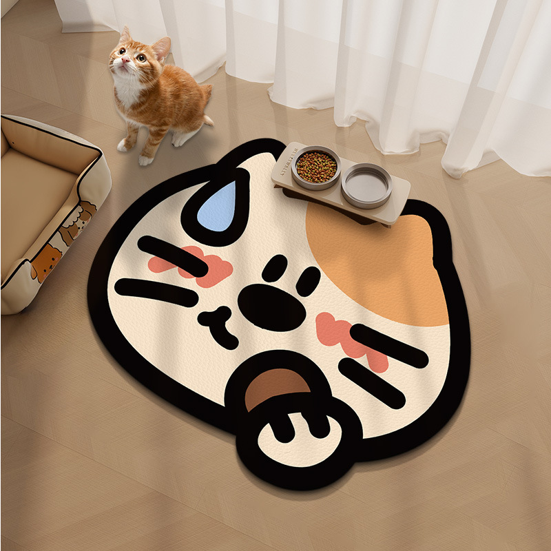 Cojín de comedor de mascotas creativo de dibujos animados resistente a la suciedad, cojín de cuero limpiable, resistente al desgaste y al rasguño, fácil de cuidar, cojín antideslizante