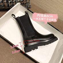 小个子大码4243厚底丁靴女英伦风中筒厚底切尔西短靴子烟筒靴