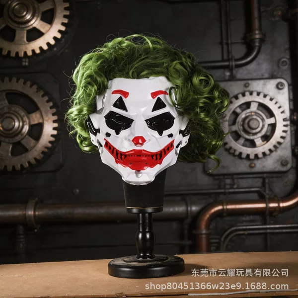 Halloween Mask Punk Mechanical Clown Movie Escape Room Wig with Hair Clown Mask Horror Headgear