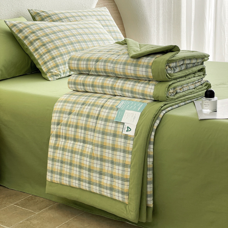 10A edredón de enfriamiento de verano antibacteriano edredón de verano de algodón lavado de cuatro piezas edredón de dormitorio núcleo de primavera y otoño edredón fino edredón de aire acondicionado simple y doble
