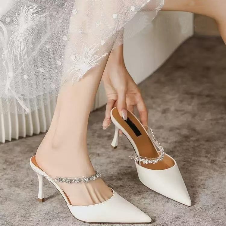Trend high heels pointed-toe stiletto heels with rhinestones