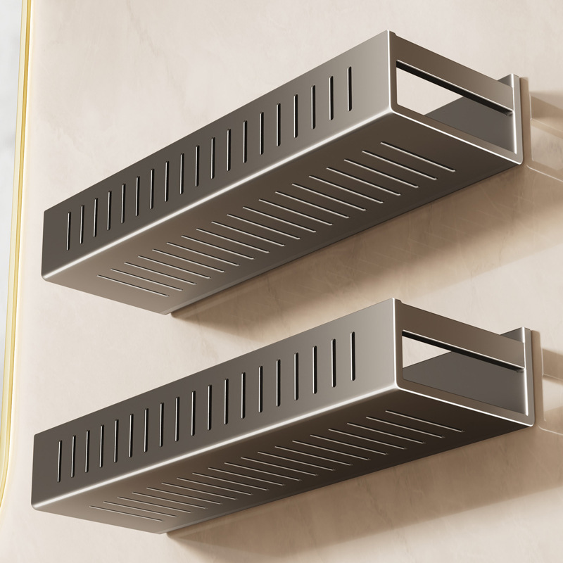 Gun Gray Bathroom Storage Rack Without Punching Holes Bathroom Toilet Washbasin Hand Washing Bathroom Wall Storage Rack