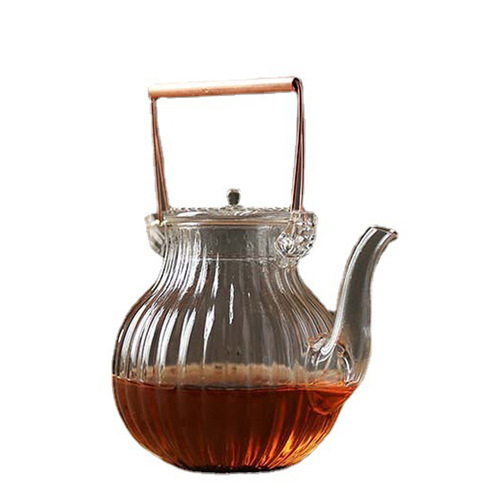 Chrysanthemum petal pattern heat-resistant glass teapot electric ceramic stove teapot teapot copper handle handle teapot flower teapot Kung Fu teapot