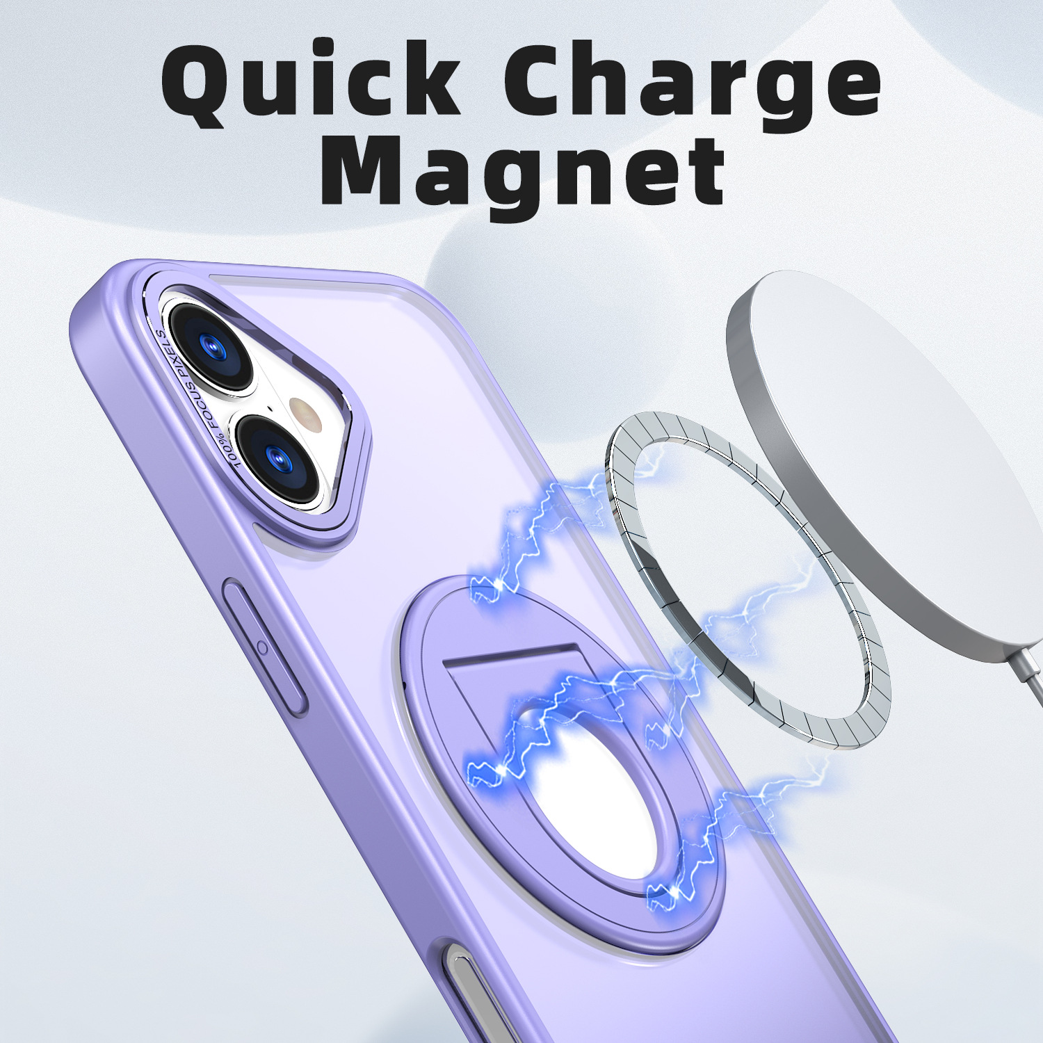 Adecuado para funda de teléfono móvil Apple 16Pro, soporte giratorio de anillo, protección de piel esmerilada magnética iPhone16Plus