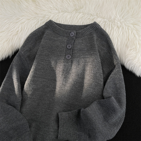 demi-season Japanese retro knitted sweater with a round collar