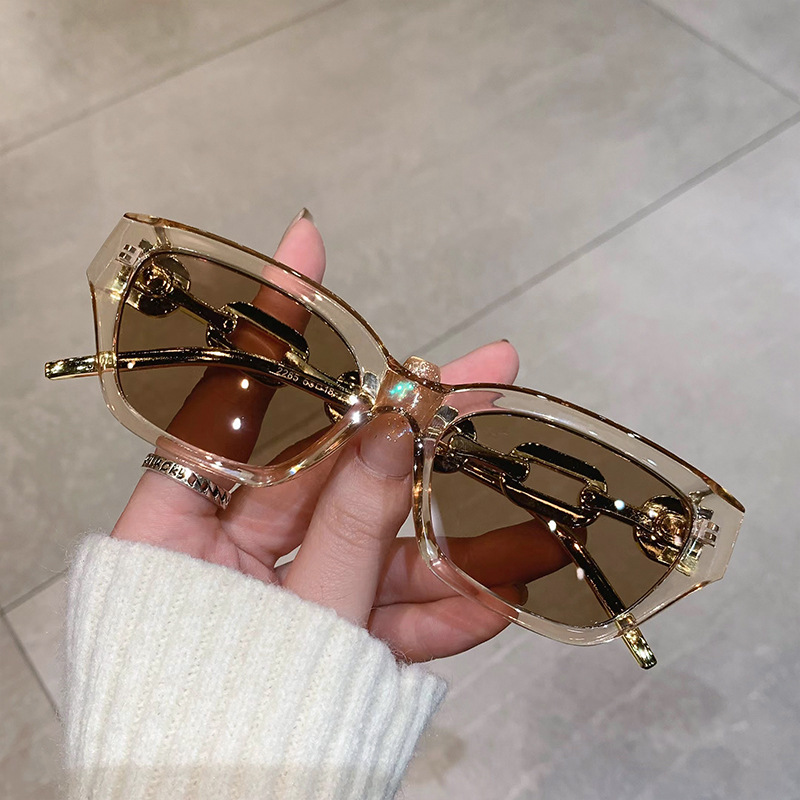 European And American Personalized Hip Hop Sunglasses Leg Chain Sunglasses Fashion Polygonal Small Frame Trendy Street Photography Sunglasses_viptrois.com