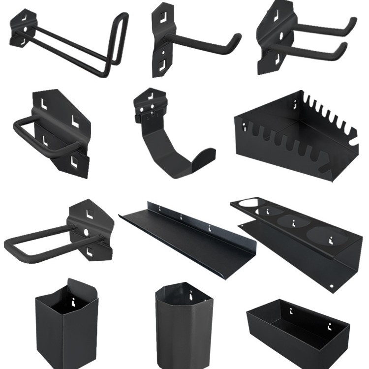 하드웨어 스토리지 랙 도구 벽 구멍 플레이트 블랙 금속 스크루 드라이버 홀더 렌치 펜치 스토리지 교수형 플레이트 후크