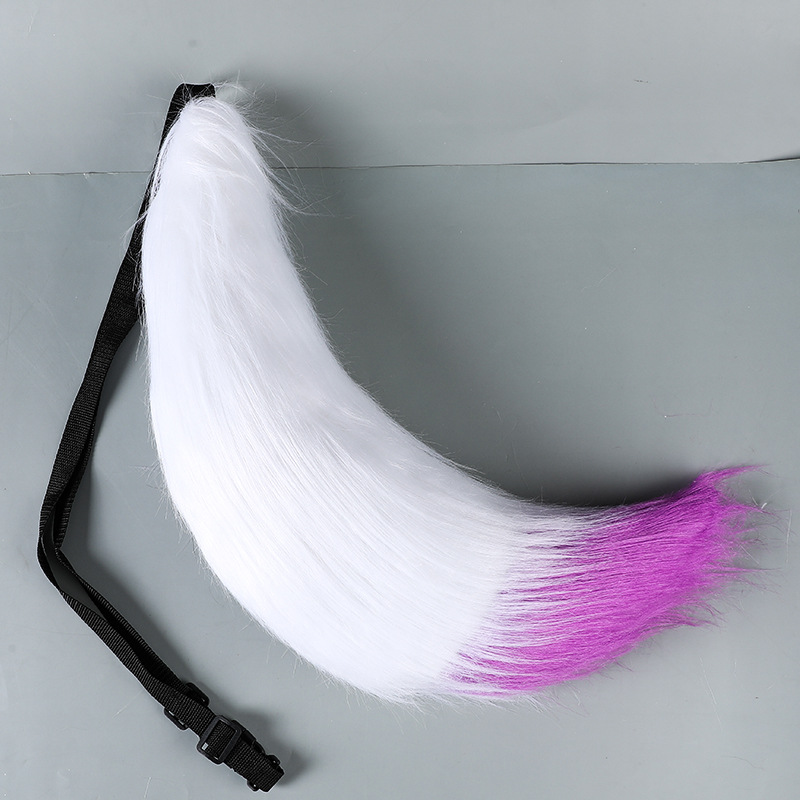 9cm 장발 여우 꼬리 흰색과 보라색