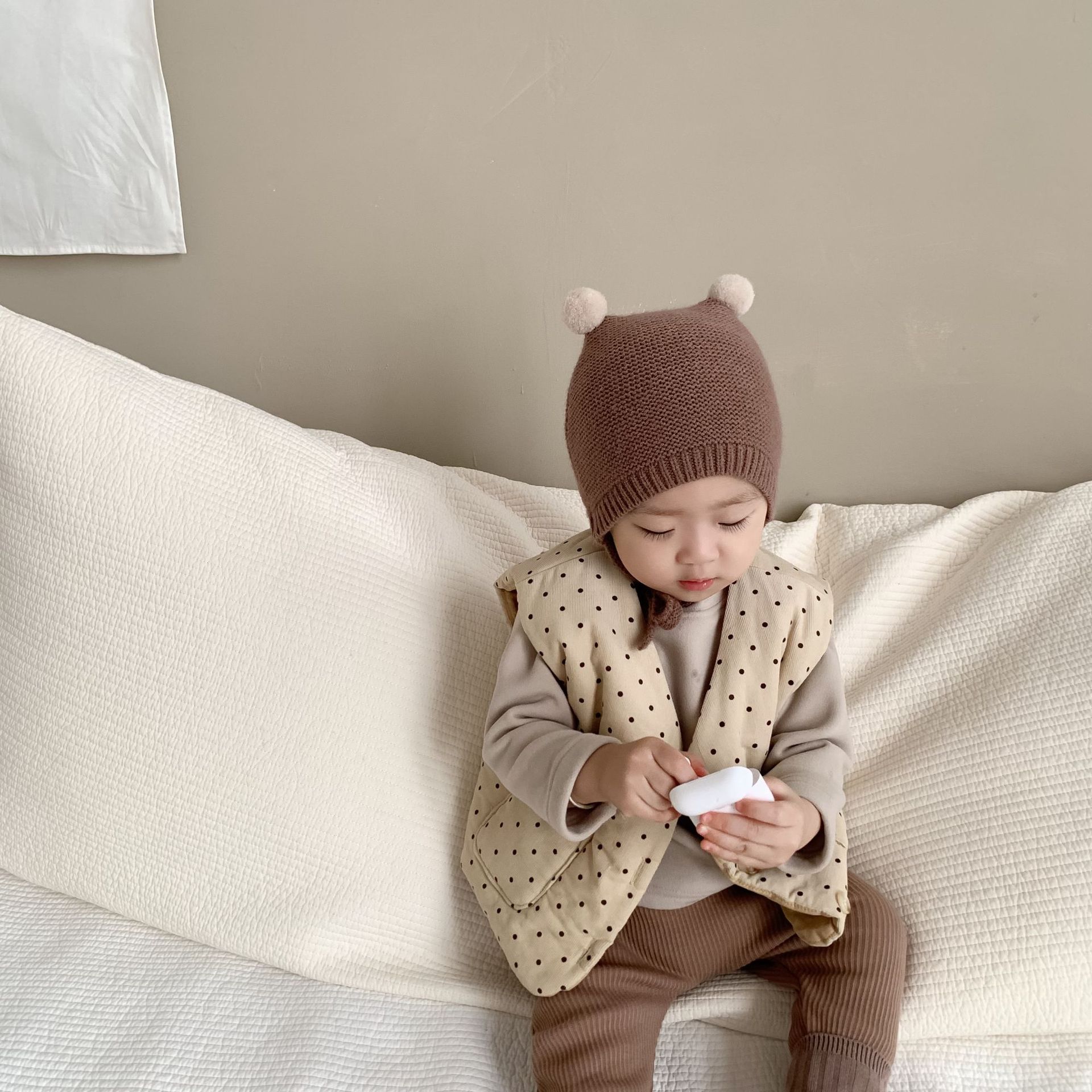 Ropa para bebés, chaleco de otoño para niños, ropa infantil coreana, chaleco de puntos para bebés, ropa de otoño para niños