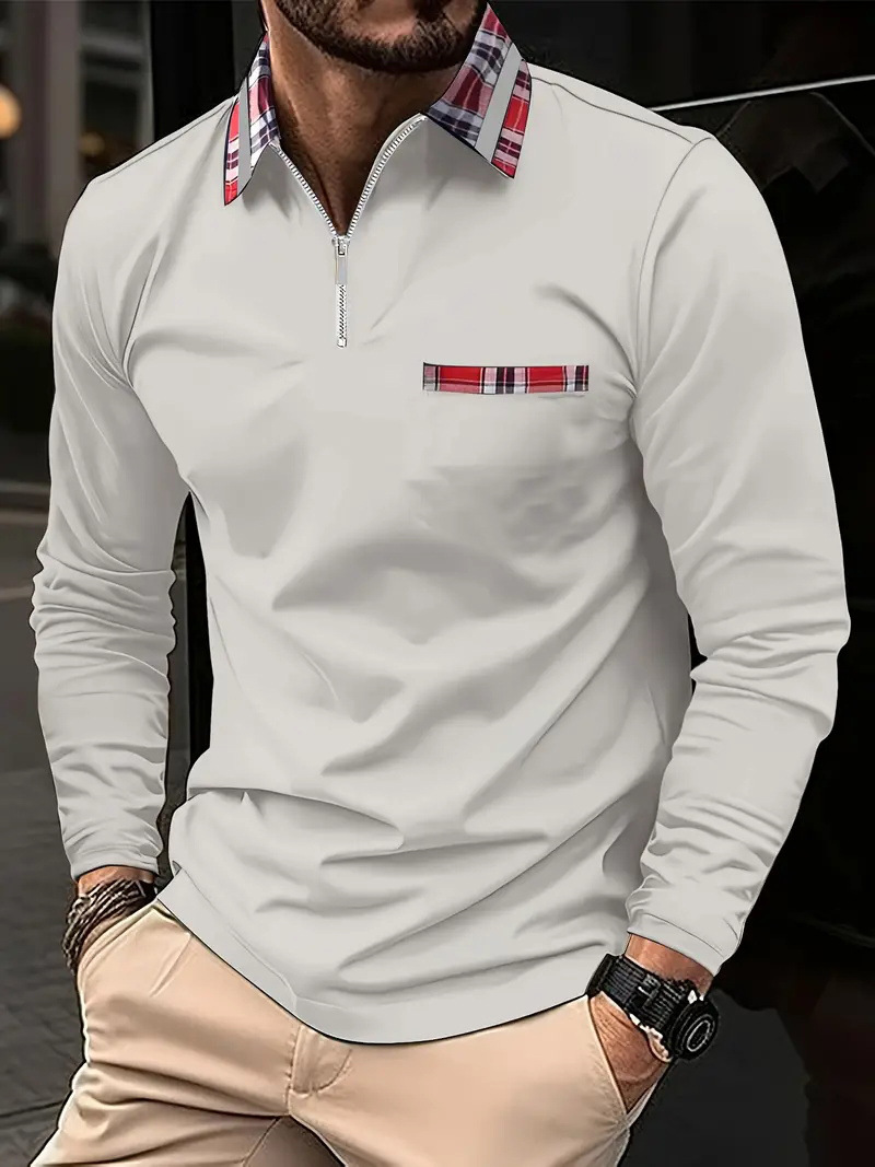 2024 otoño nuevo estilo comercio exterior transfronterizo hombres estampado 3D casual cremallera camisa POLO de manga larga MB14