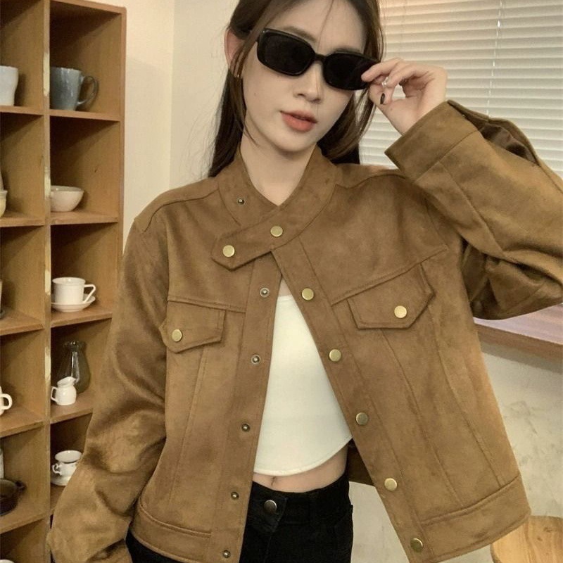 美拉德秋冬新款宽松设计短款显瘦外套小个子长袖夹克上衣外套女|undefined