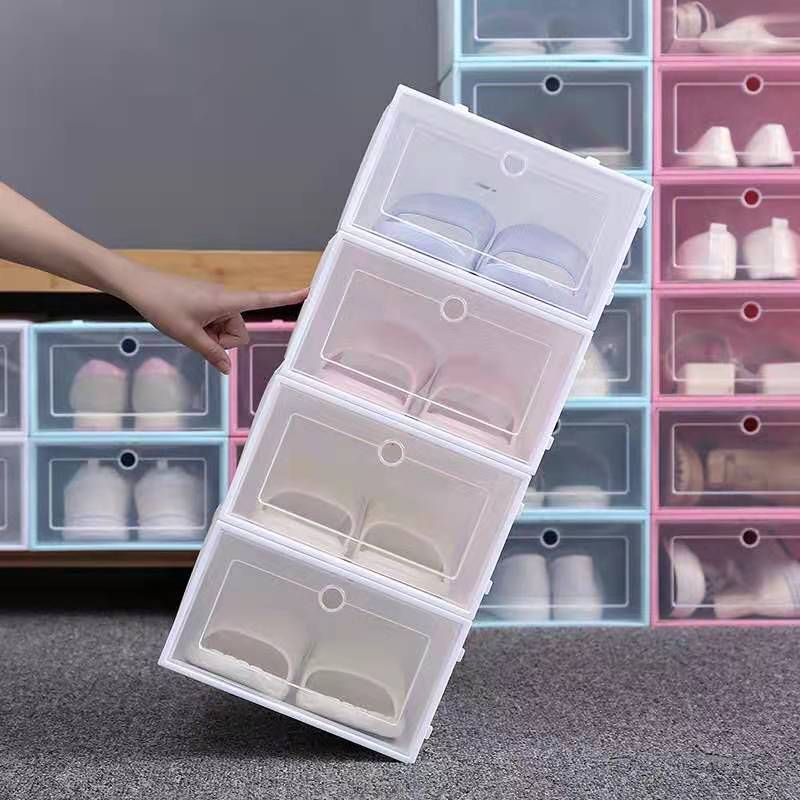 Thickened Transparent Shoe Box Household Flip Dust-proof Shoe Box PP Plastic Foldable Flip Shoe Box Large and Small