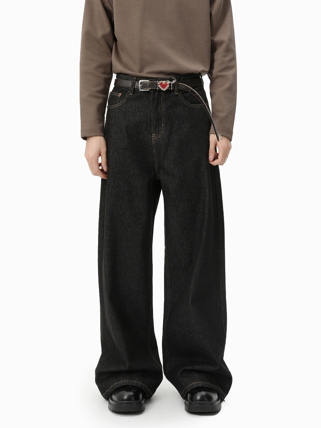 MTLCLOTHES Hombres| Vintage vibe casual H-tipo de barril recto, pantalones jeans de piernas largas, tendencia