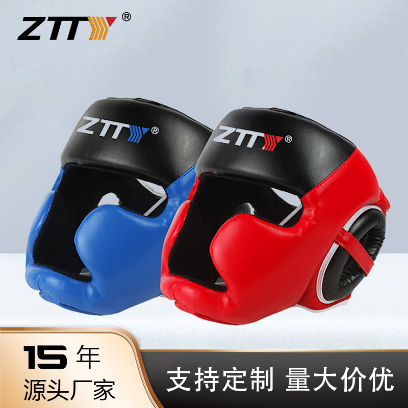 ZTTY casco de boxeo PU protector de cabeza de boxeo profesional Muay Thai equipo de protección de cabeza de lucha protector de cabeza Sanda de absorción de impactos reforzado