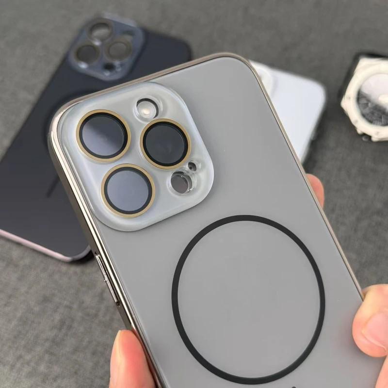 Suitable IPhone 17 Pro Max Phone Case, High-end Electroplated Matte Fine Ring Magnetic Suction Protective Cover For_voghion.com