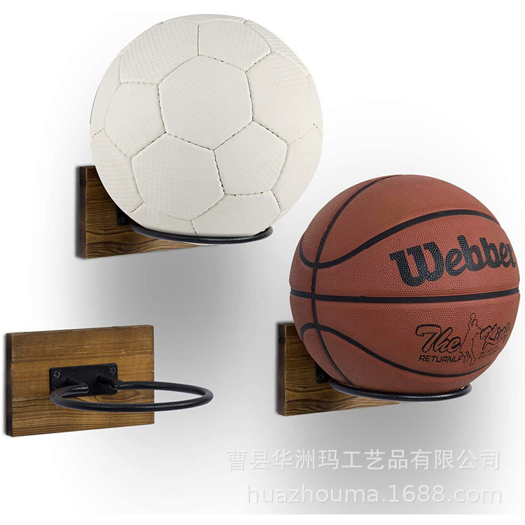 Wooden Storage Rack Home Wall Creative Basketball Frame Basketball Display Rack Shopping Mall Basketball Display Rack Wooden Rack