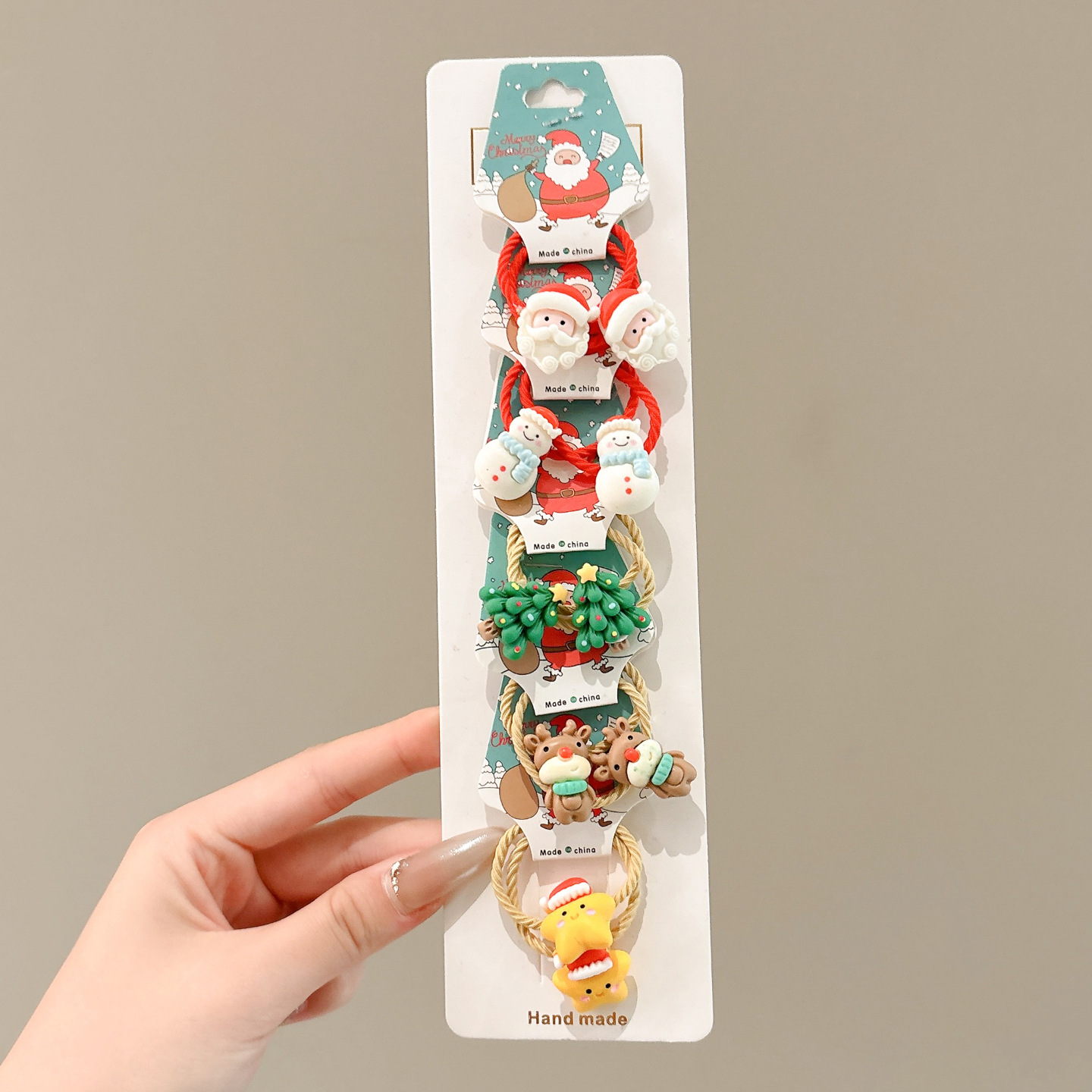 Papá Noel correa de goma para niños navideños vestido de cabello jardín de infantes bebé anillo de cabello de Navidad atmósfera accesorios