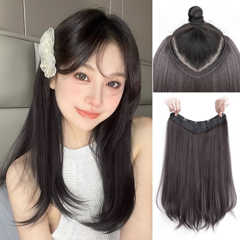 Extensión de Cabello en Forma de U de Una Pieza con Clips para Mujer