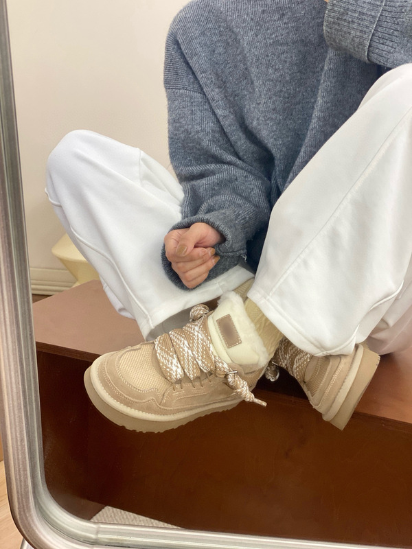 桑坡新款海兰德lowmel羊毛梅尔系带休闲款低帮羊皮毛厚底靴雪地靴|undefined
