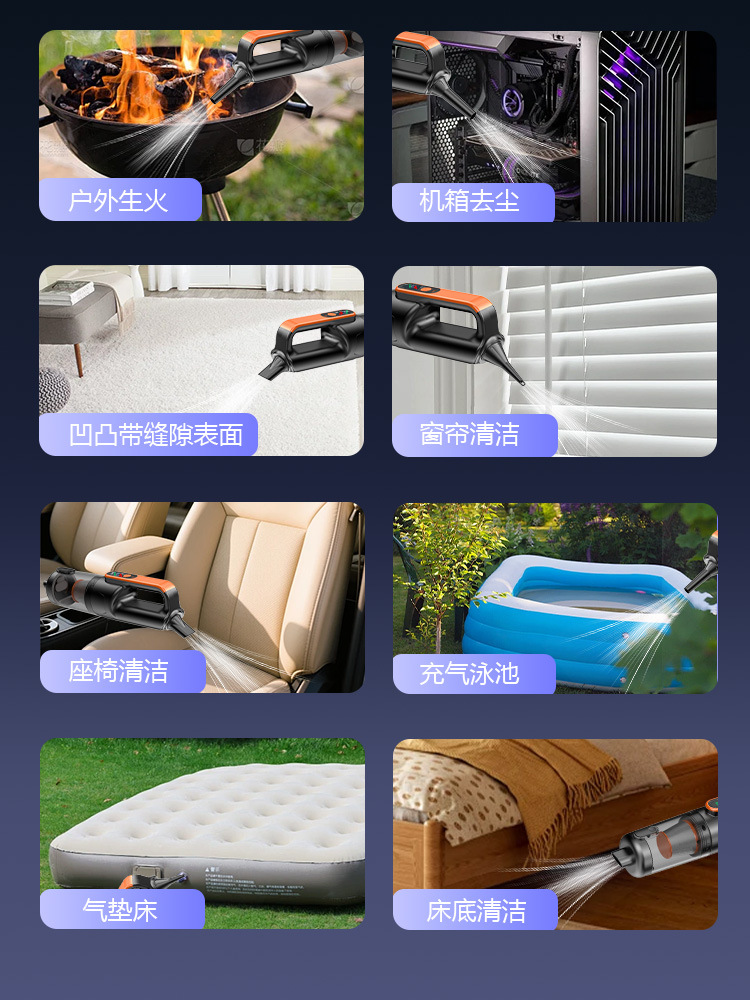 Car-mounted vacuum cleaner with super powerful suction, brushless handheld small household vacuum cleaner, suction and blowing integrated wireless vacuum cleaner