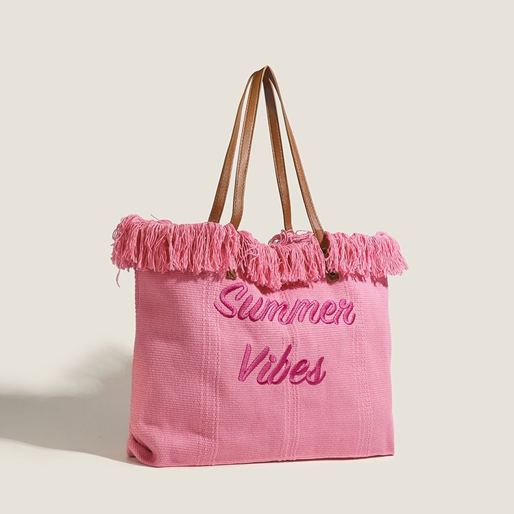 大容量バッグ キャンバスバッグ 刺繍レタートートバッグ ハンドバッグ レディース ビーチバッグ ショルダーバッグ ウーブントート|undefined