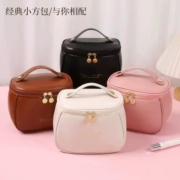 New cross-border women's large-capacity PU leather portable hand-held travel cosmetic storage and toiletry bag