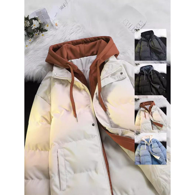 2024 invierno nuevo engrosado calentamiento con capuchón ropa de algodón suelta de tamaño grande juvenil falso de dos chaquetas casuales de algodón
