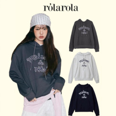 韩国小众潮牌rolarola卫衣女张元英同款字母刺绣连帽上衣秋冬新款