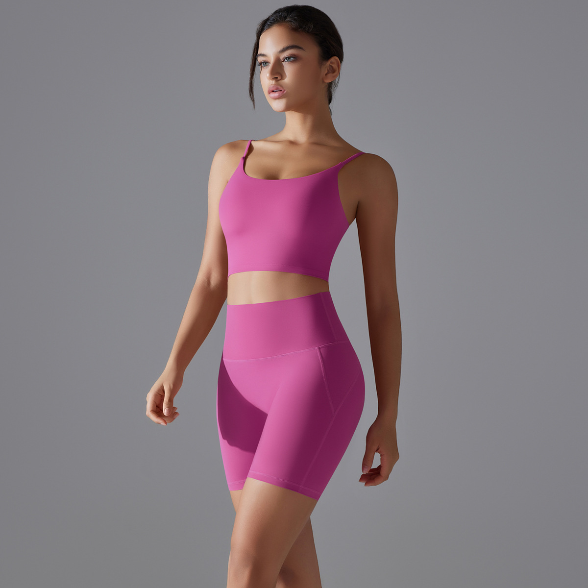 Nuevo tipo sin pantalones interiores cintura alta caderas desnudas ajustadas yoga ropa interior deportiva corredor bra pantalones cortos set mujer