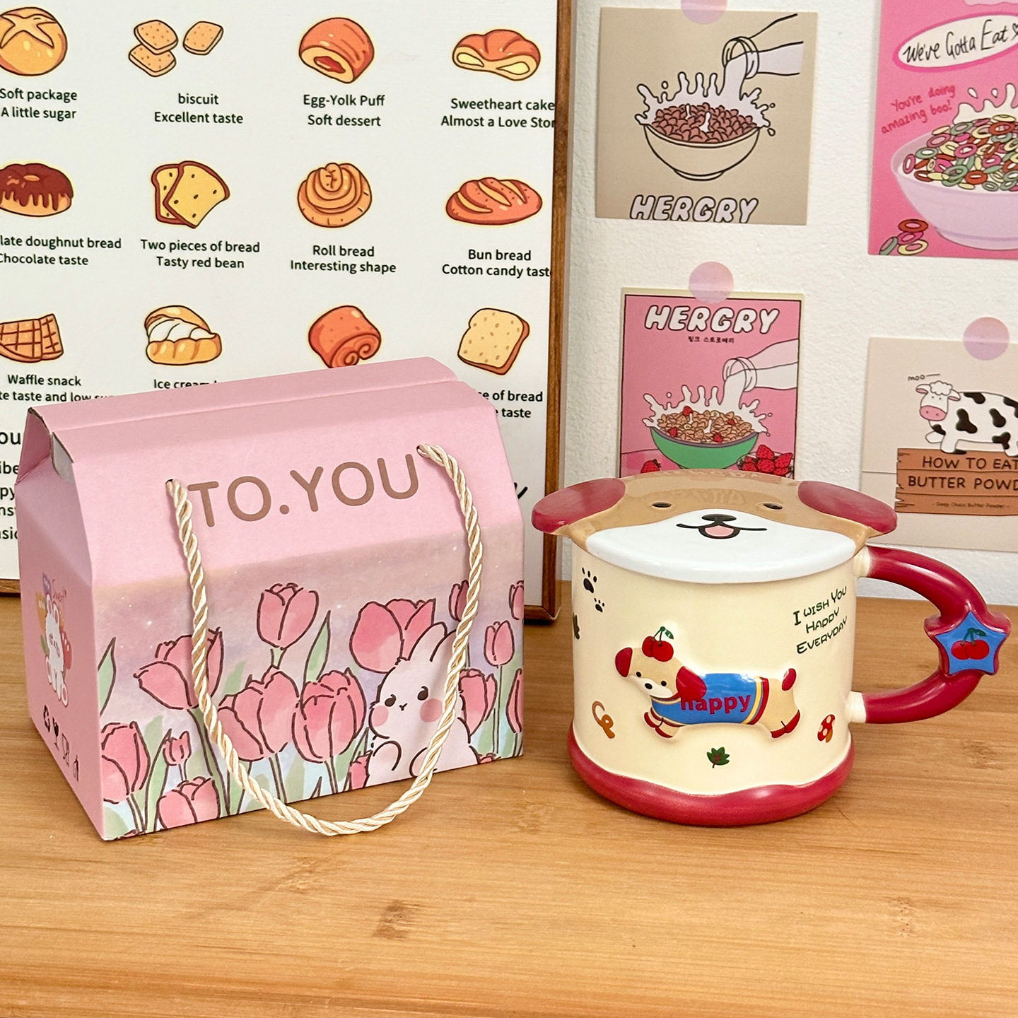 Taza de cerámica inteligente de perro de salchicha taza con tapa de taza de agua de estudiantes para el hogar regalo de cumpleaños taza de pareja