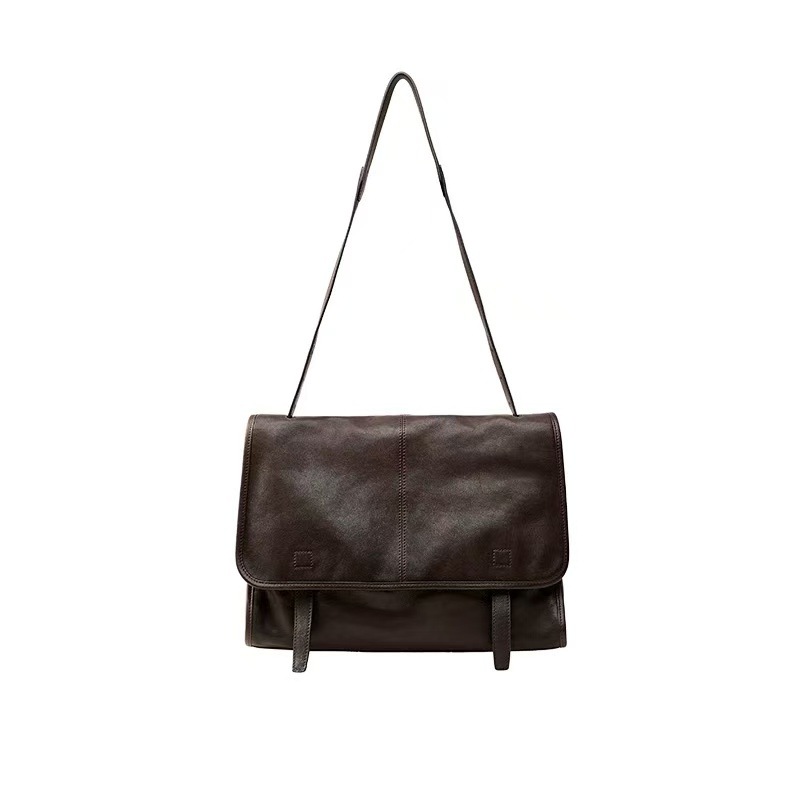 HHJBAG Vegetable-Tanned Sheepskin Messenger Bag Large Capacity Commuter Satchel for Women Retro Casual Shoulder Crossbody Bag - Thumbnail 8