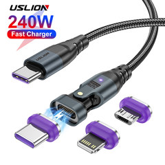 USLIONクロスボーダー新製品240w磁気吸引ケーブルUSB-CはCノートパソコンの携帯電話PDに5aを充電した