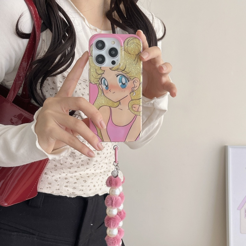 Dibujos animados de chicas hermosas de anime japonés para Apple 15promax flash iPhone 16pro funda para teléfono móvil 13/14