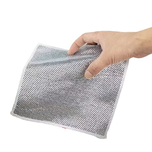 Metal scrubber wire mesh dishcloth cleaning grid non-stick silver wire cloth kitchen dishwashing pot washing cleaning gloves