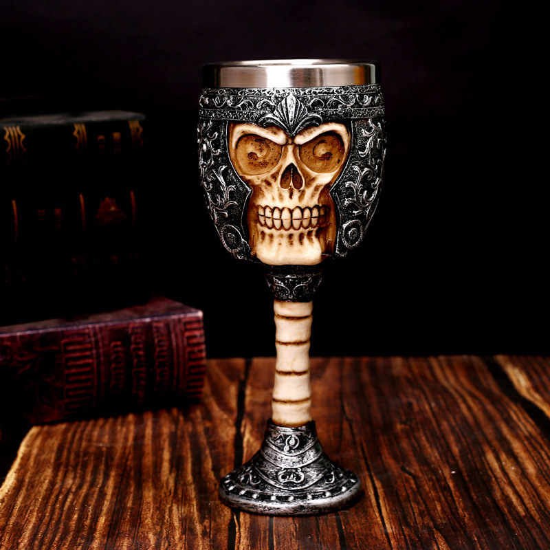 Copas de vino transfronterizas 2025, copa de vino tinto de resina personalizada, copa de bar al por mayor, nueva calavera, acero inoxidable