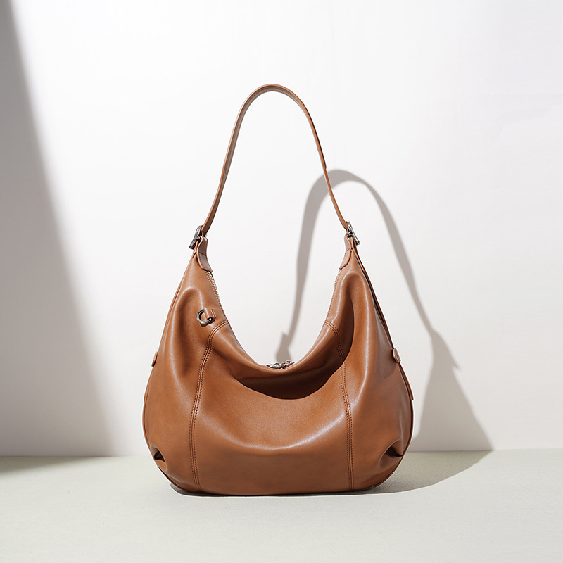 New Genuine Leather Handbag For Women, Simple Underarm Bag, High-End Versatile Commuter Shoulder Bag, Large Capacity Crossbody Bag