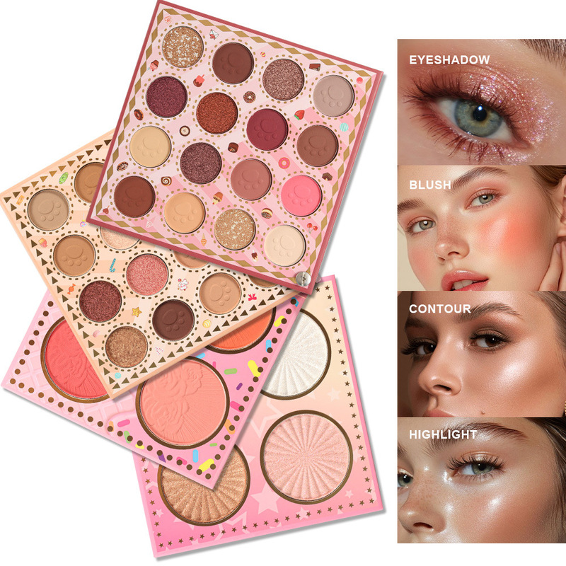 S.F.R Cross-Border 4-Layer Eyeshadow Palette Matte Eyeshadow Highlighter Blush Multi-Use Aegyo-Sal Palette Beauty Makeup Wholesale