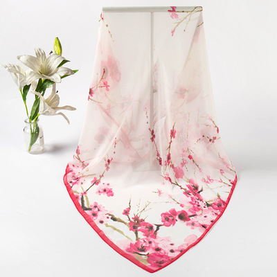 2021春夏季正方形四方纱巾围巾女冬季雪纺丝巾装饰薄款1米大方巾|ru