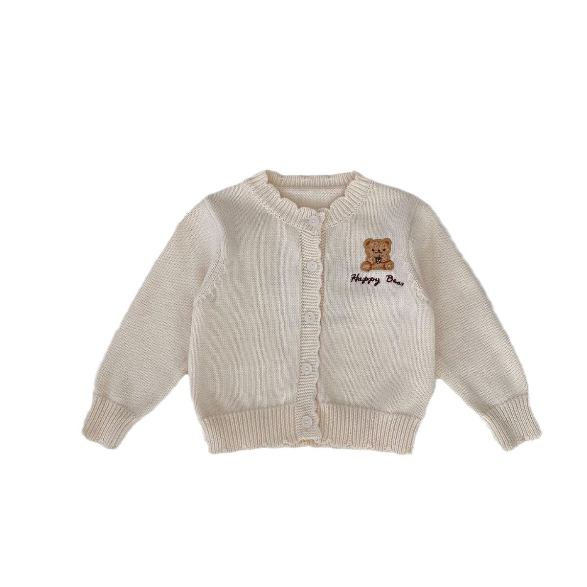 Cárdigan de Punto para Bebés Primavera 2025, para Niños y Niñas, Suéter con Bordado de Oso, Chaqueta Versátil de Manga Larga