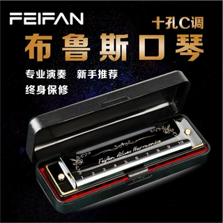 FEIFAN飞繁布鲁斯10孔c调口琴蓝调乐器铜座板跨境出口专供货源